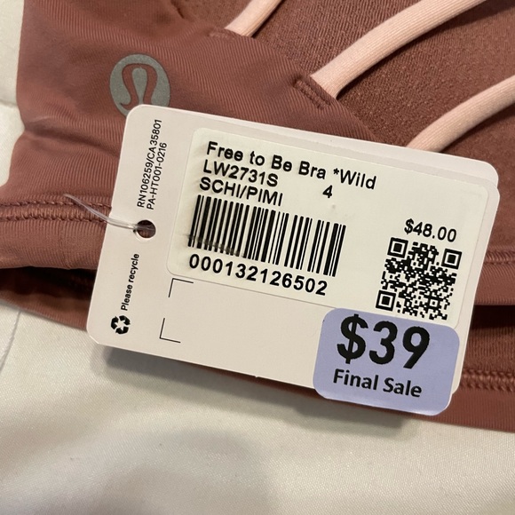 Lululemon free to be wild bra size 4 - Picture 3 of 3